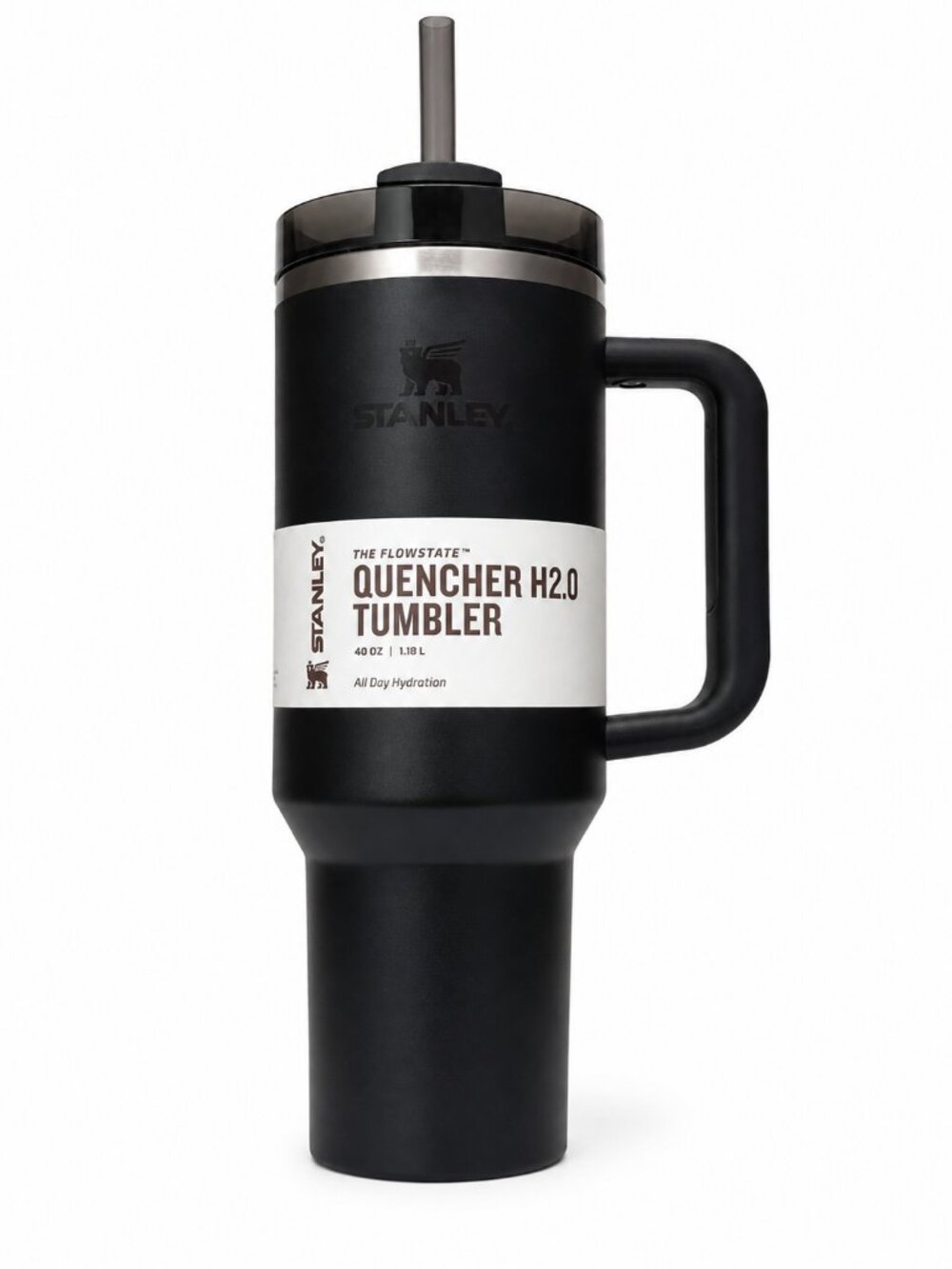 Stanley FlowState Quencher H2.0 40oz Black Travel Tumbler Stainless Steel